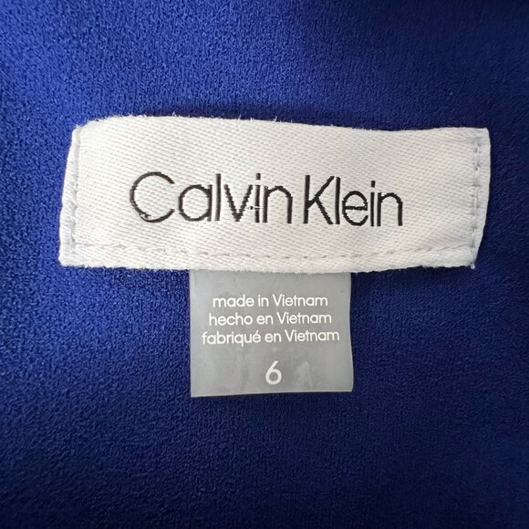 Calvin Klein Womens Blue Long Sleeve Sheath Dress Belted Keyhole Neck size 6 - Picture 9 of 12